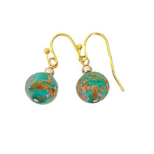 Murano Glass bead drop earrings gold