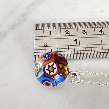 Multicolour fused millefiori 18mm pendant