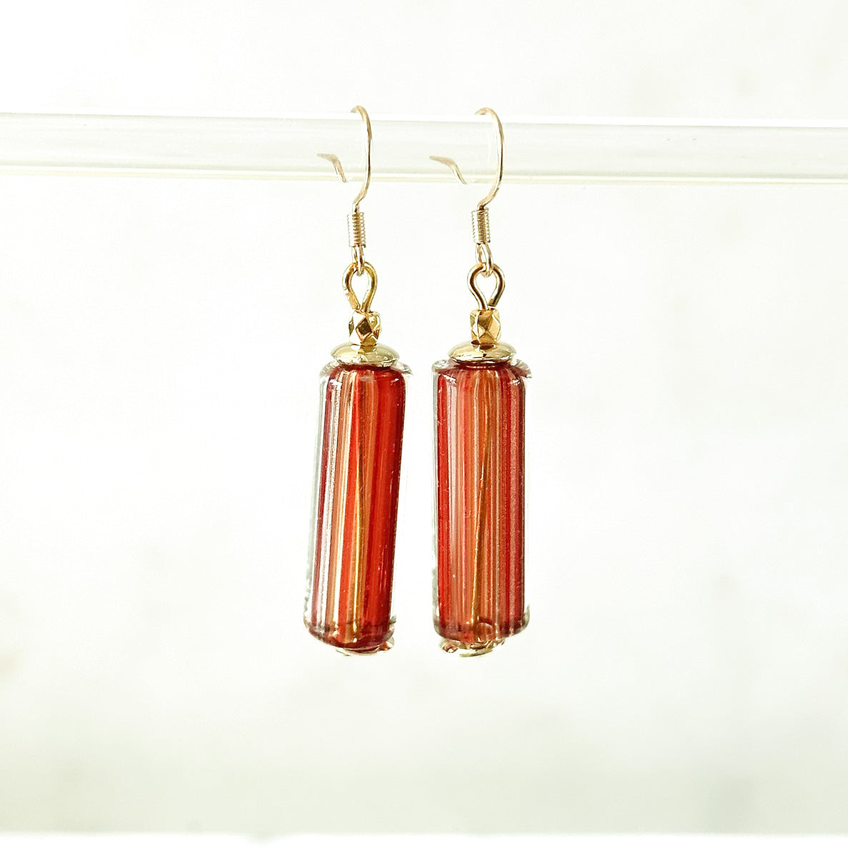 Murano furnace glass lantern earrings