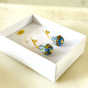 Flower beads drop earrings