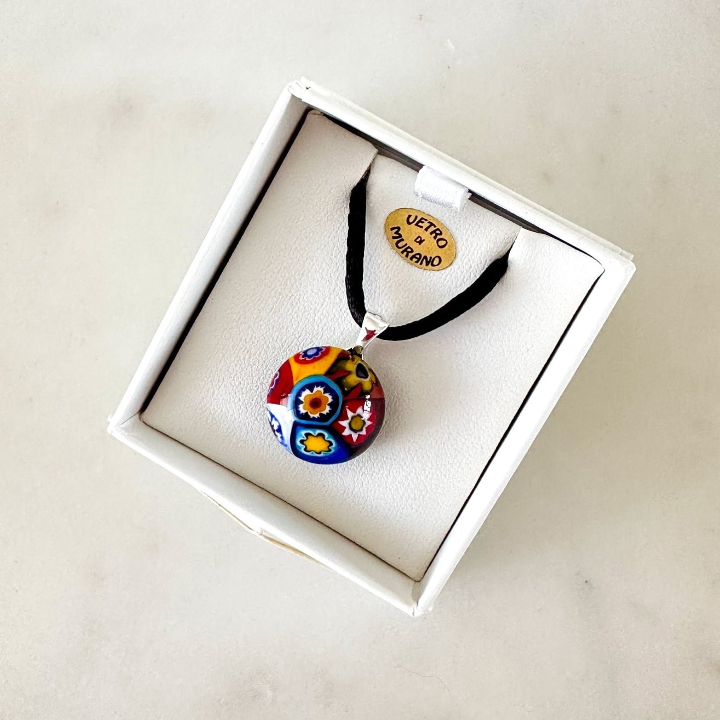 Multicolour fused millefiori 18mm pendant