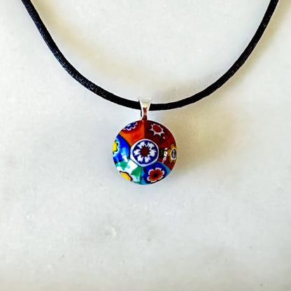 Multicolour fused millefiori 18mm pendant