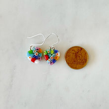 Multicolour millefiori heart earrings