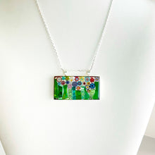 Millefiori Murano millefiori and resin mosaic double bail rectangle pendant