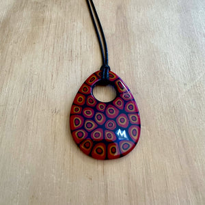 Teardrop millefiori pendant with black cord