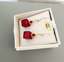Murano glass cube earrings