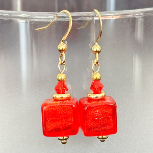 Murano glass cube earrings