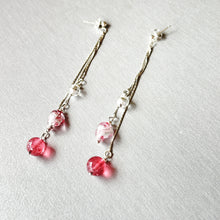Murano pastel beads long thread earrings