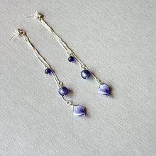 Murano pastel beads long thread earrings