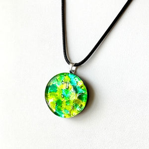 Murano plate glass pendants with silver chain