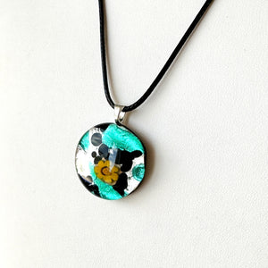Murano plate glass pendants with silver chain