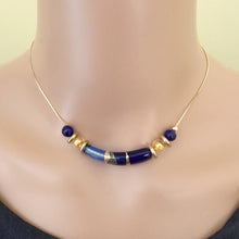 Tube bead choker necklace with magnetic clasp