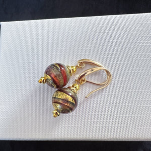 Two tone gold 12mm bead earrings