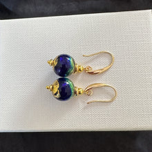 Two tone gold 12mm bead earrings
