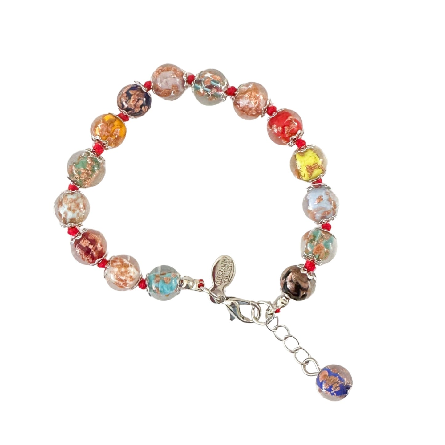 Murano glass bead bracelet with silver findings
