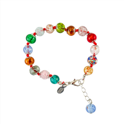 Murano glass bead bracelet with silver findings