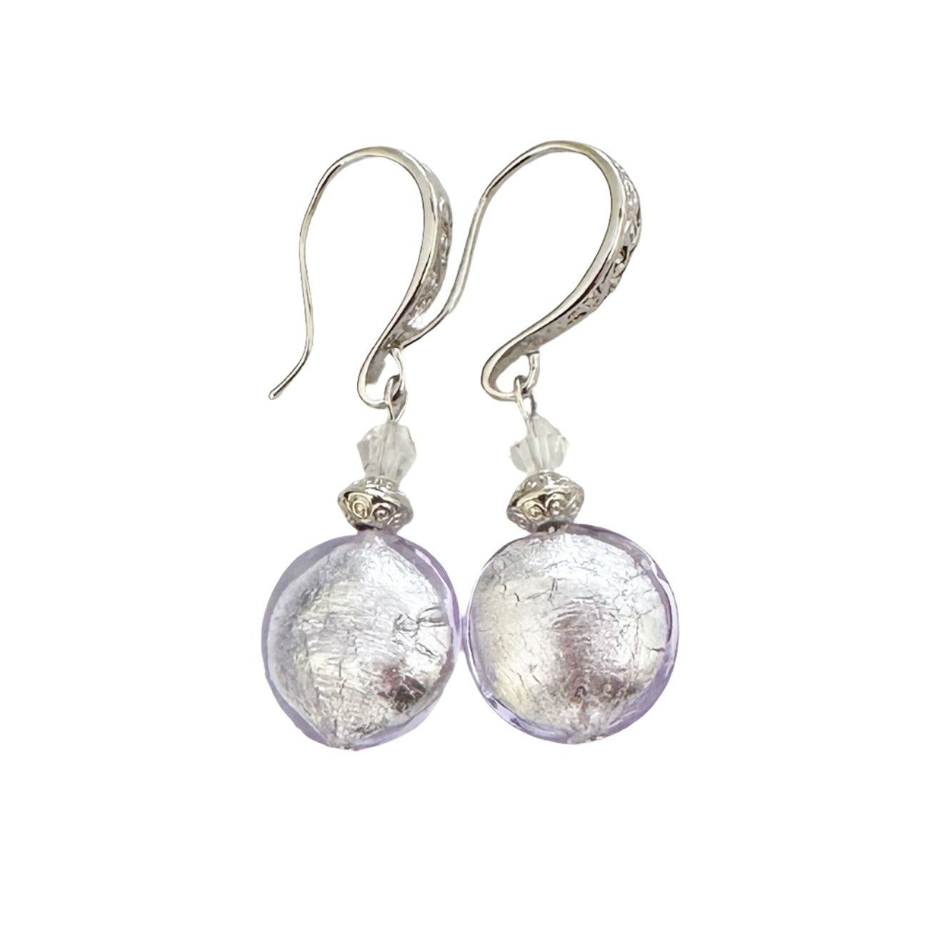 Murano glass ornate disc earrings