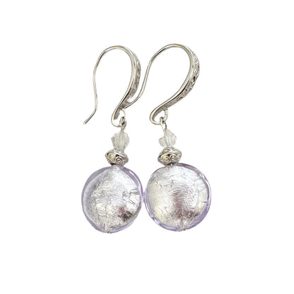 Murano glass ornate disc earrings