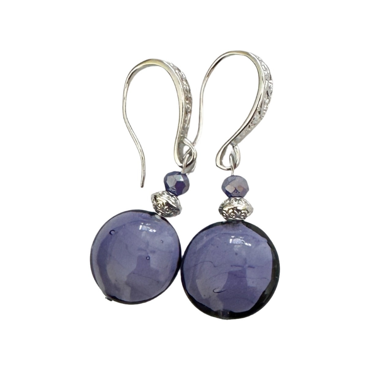 Murano glass ornate disc earrings