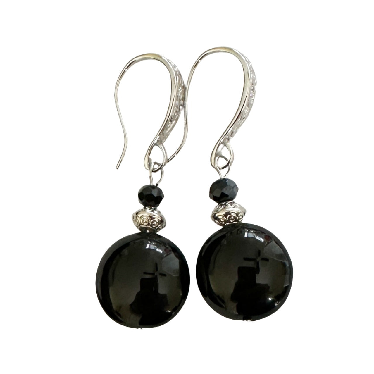 Murano glass ornate disc earrings