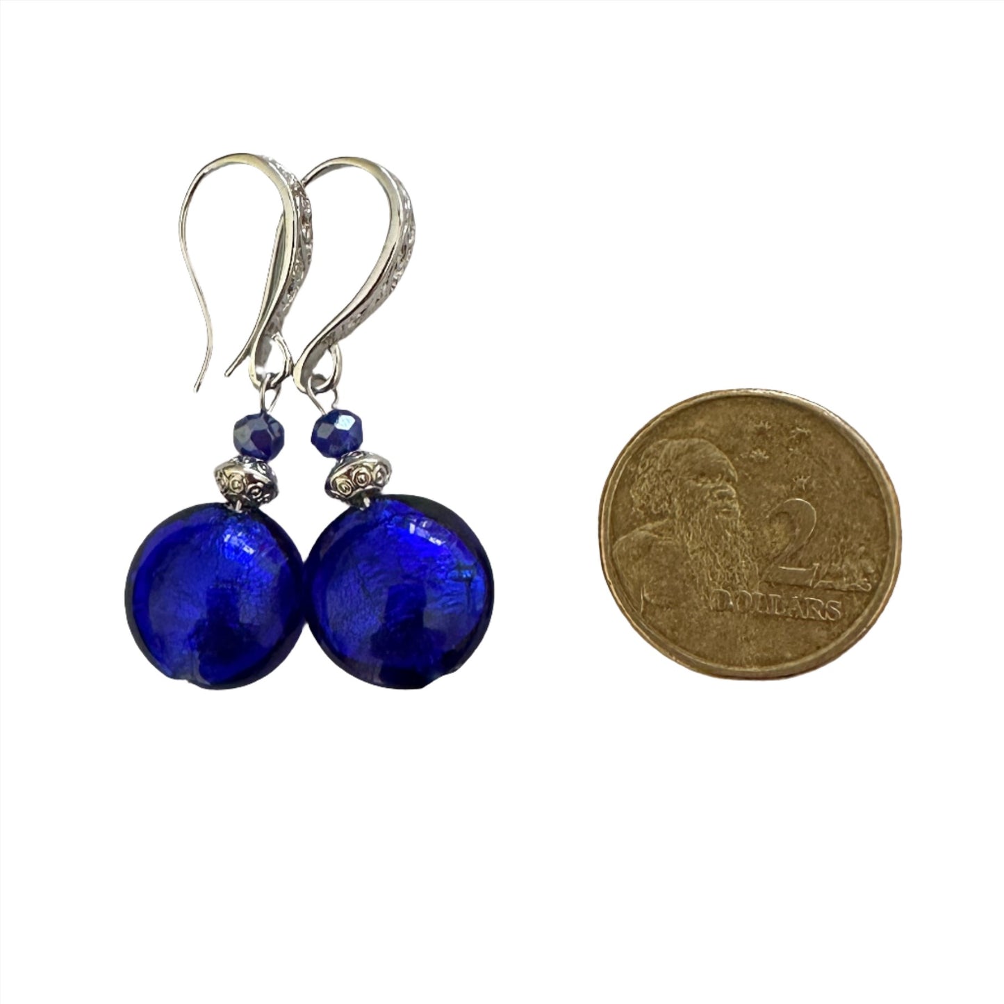 Murano glass ornate disc earrings