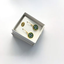 Millefiori drop earrings multicolour gold 14mm
