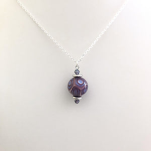 Transparent large millefiori single bead pendant in silver