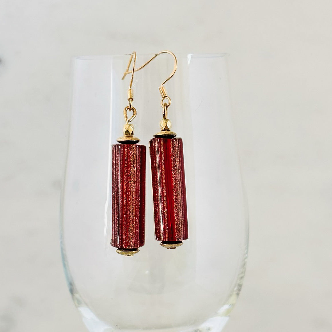 Murano furnace glass lantern earrings