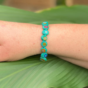 Murano flat millefiori bead bracelet