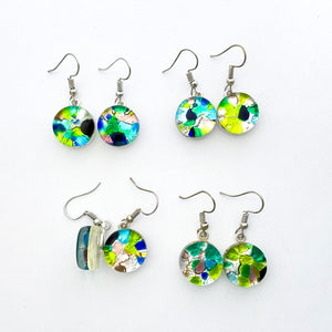 *Clearance* Murano plate glass round drop earrings