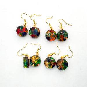 Murano plate glass round drop earrings
