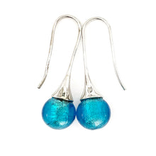 Murano Glass bead drop earrings - silver trumpet hook