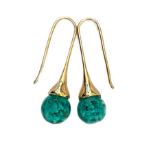 Murano Glass bead drop earring - gold trumpet hook