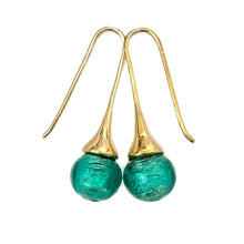 Murano Glass bead drop earring - gold trumpet hook