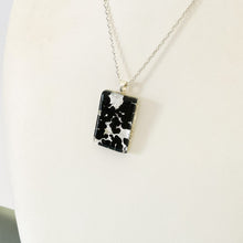Murano plate glass large rectangle pendant with silver chain
