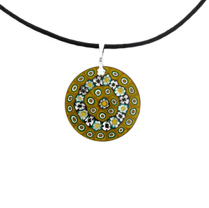 *Clearance* Fused Murano millefiori disc pendant 36mm with chain