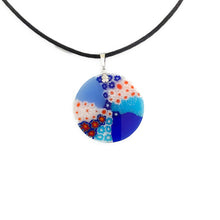 *Clearance* Fused Murano millefiori disc pendant 36mm with chain