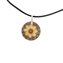 *Clearance* Fused Murano millefiori disc pendant 32mm with chain