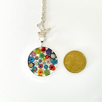 Millefiori Murano millefiori and resin mosaic medium pendant 25mm