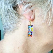 Murano plate glass long rectangle drop earrings