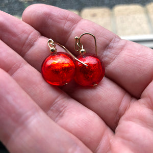 Murano glass disc bead earrings