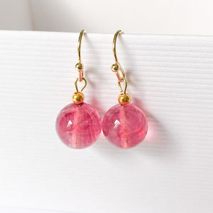 Murano Glass bead drop earrings gold
