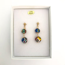Multicolour millefiori bead double drop earring
